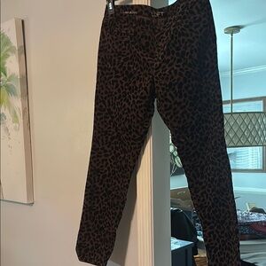 LOFT Brown and Black Leopard-Print Super Skinny Flocked Pants